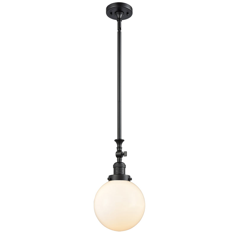 Beacon Mini Pendant shown in the Matte Black finish with a Matte White shade