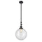 Beacon Mini Pendant shown in the Matte Black finish with a Clear shade