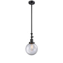 Beacon Mini Pendant shown in the Matte Black finish with a Clear shade