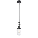 Dover Mini Pendant shown in the Matte Black finish with a Clear shade