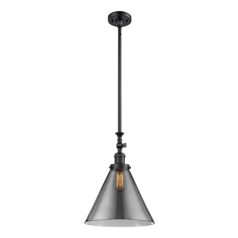 Cone Mini Pendant shown in the Matte Black finish with a Plated Smoke shade