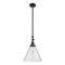 Cone Mini Pendant shown in the Matte Black finish with a Seedy shade