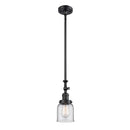 Bell Mini Pendant shown in the Matte Black finish with a Clear shade