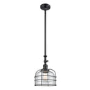 Bell Cage Mini Pendant shown in the Matte Black finish with a Clear shade