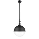 Hampden Pendant shown in the Matte Black finish with a Clear shade