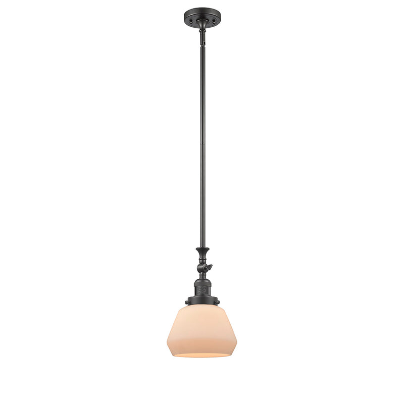 Fulton Mini Pendant shown in the Oil Rubbed Bronze finish with a Matte White shade