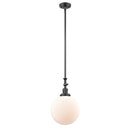 Beacon Mini Pendant shown in the Oil Rubbed Bronze finish with a Matte White shade