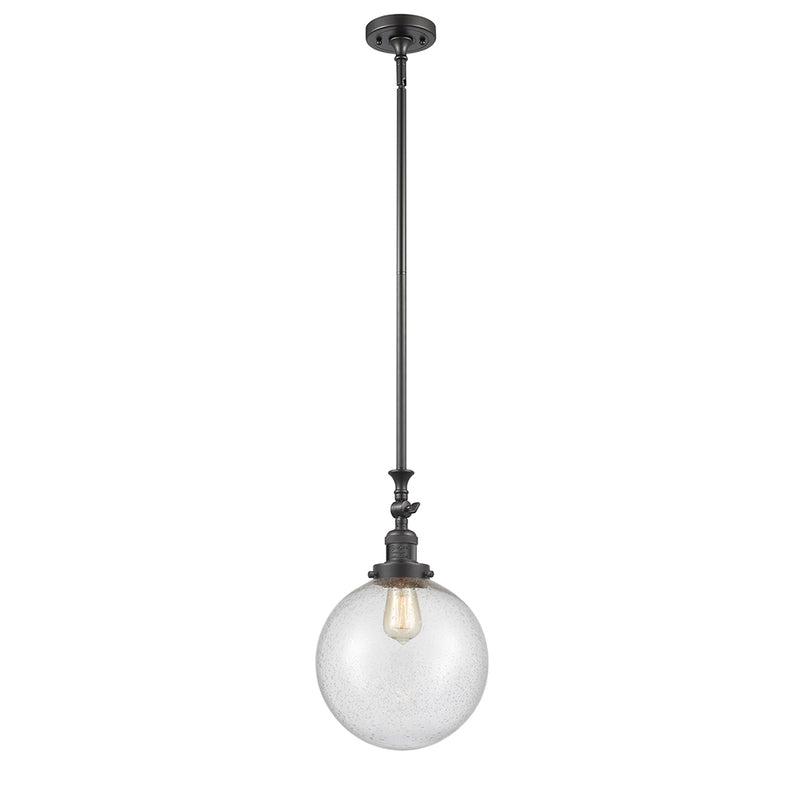 Beacon Mini Pendant shown in the Oil Rubbed Bronze finish with a Seedy shade