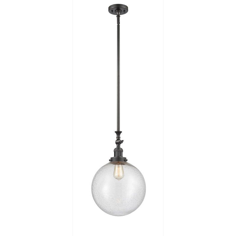 Beacon Mini Pendant shown in the Oil Rubbed Bronze finish with a Seedy shade