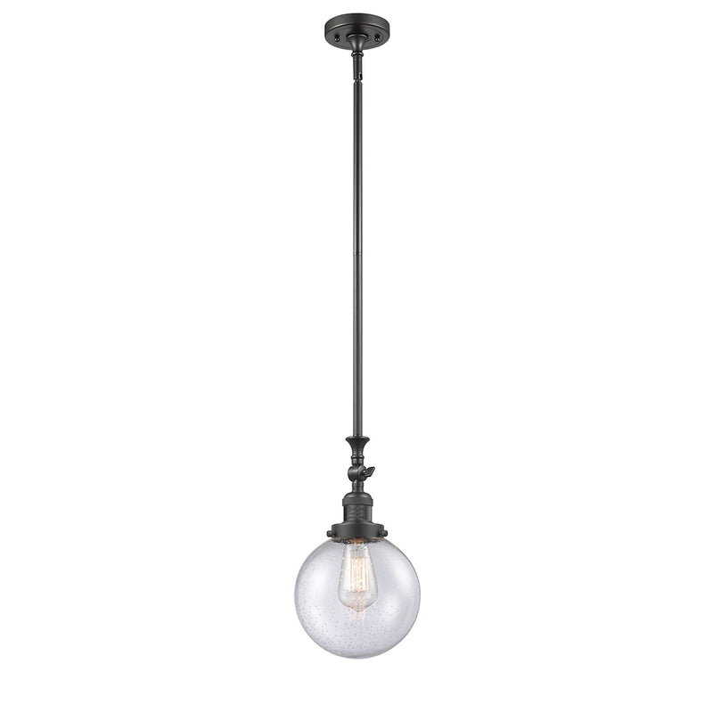 Beacon Mini Pendant shown in the Oil Rubbed Bronze finish with a Seedy shade