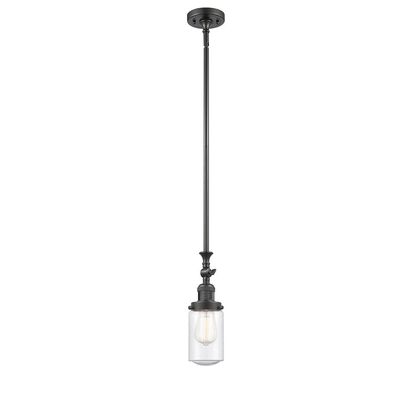 Dover Mini Pendant shown in the Oil Rubbed Bronze finish with a Seedy shade