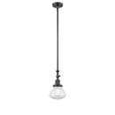 Olean Mini Pendant shown in the Oil Rubbed Bronze finish with a Clear shade