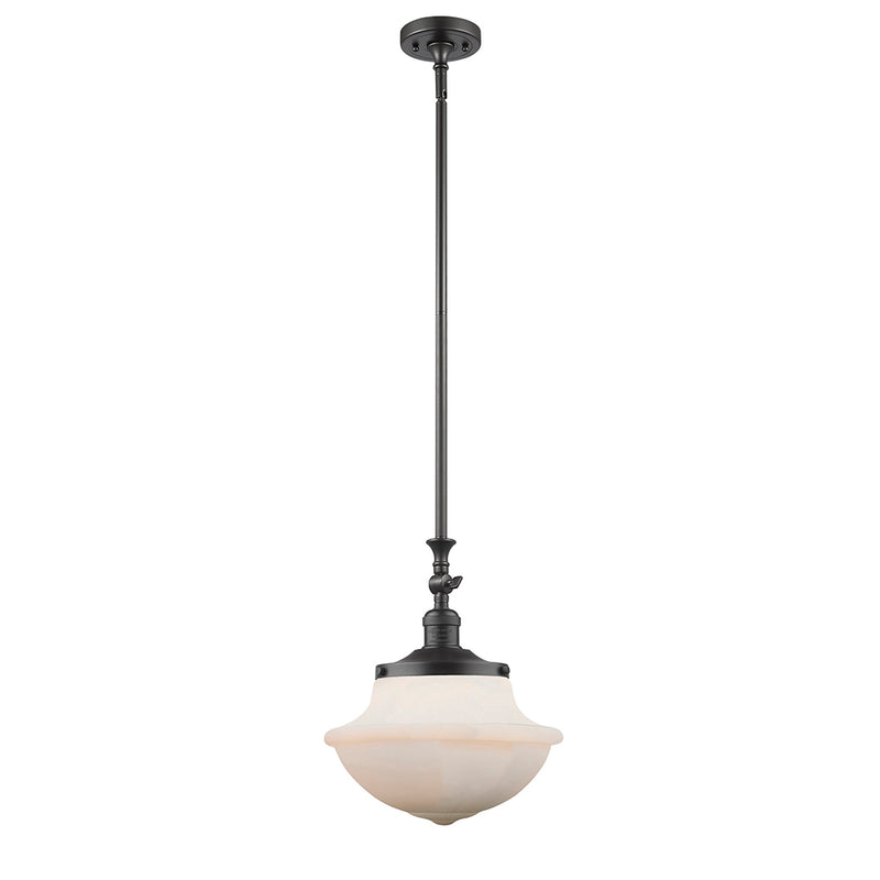 Oxford Mini Pendant shown in the Oil Rubbed Bronze finish with a Matte White shade