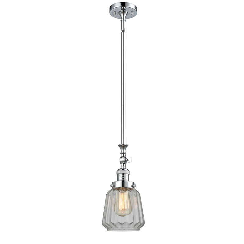 Chatham Mini Pendant shown in the Polished Chrome finish with a Clear shade