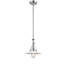 Halophane Mini Pendant shown in the Polished Chrome finish with a Matte White Halophane shade