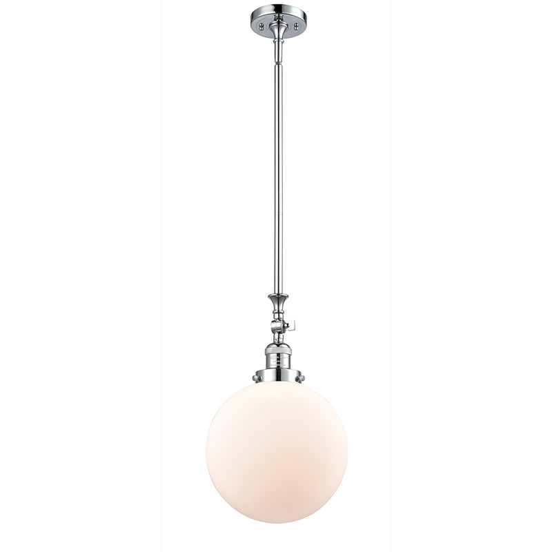 Beacon Mini Pendant shown in the Polished Chrome finish with a Matte White shade