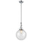 Beacon Mini Pendant shown in the Polished Chrome finish with a Seedy shade