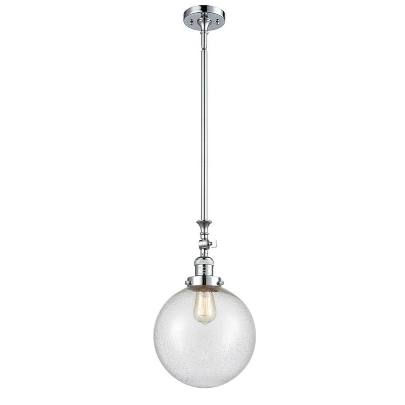 Beacon Mini Pendant shown in the Polished Chrome finish with a Seedy shade