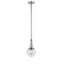 Beacon Mini Pendant shown in the Polished Chrome finish with a Seedy shade