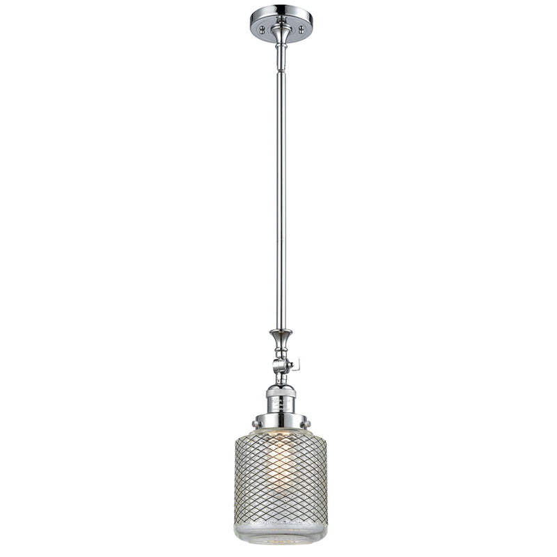 Stanton Mini Pendant shown in the Polished Chrome finish with a Clear Wire Mesh shade