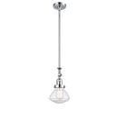 Olean Mini Pendant shown in the Polished Chrome finish with a Seedy shade