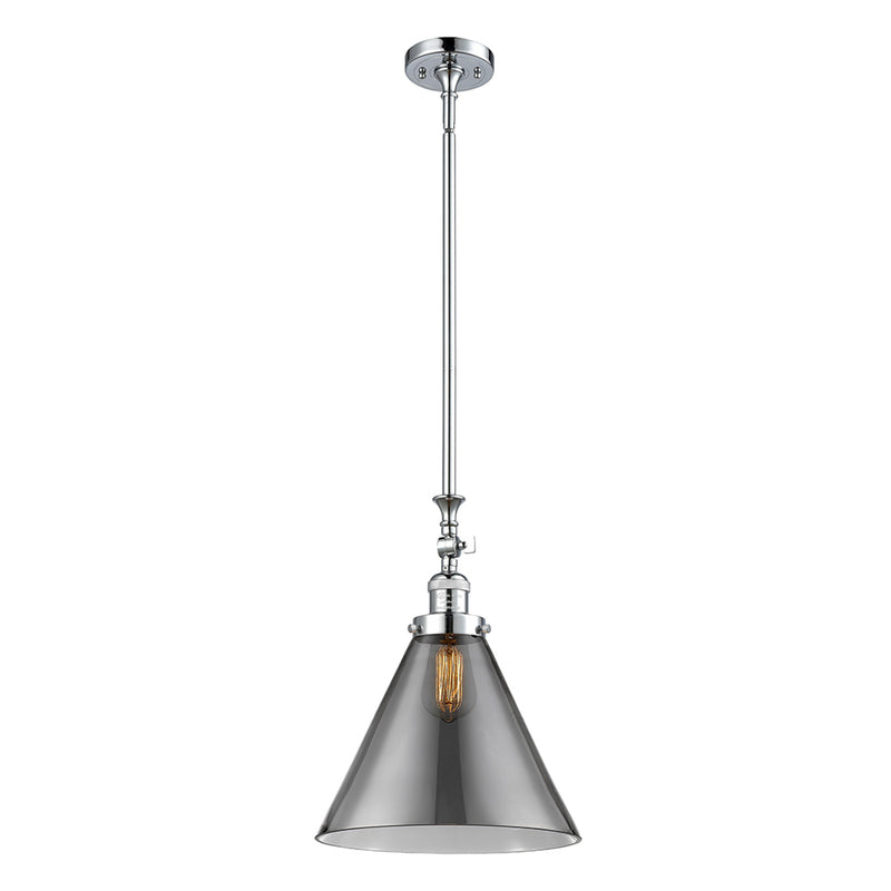 Cone Mini Pendant shown in the Polished Chrome finish with a Plated Smoke shade