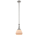 Fulton Mini Pendant shown in the Polished Nickel finish with a Matte White shade