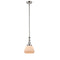 Fulton Mini Pendant shown in the Polished Nickel finish with a Matte White shade