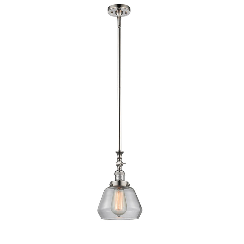 Fulton Mini Pendant shown in the Polished Nickel finish with a Clear shade