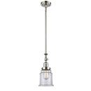 Canton Mini Pendant shown in the Polished Nickel finish with a Clear shade