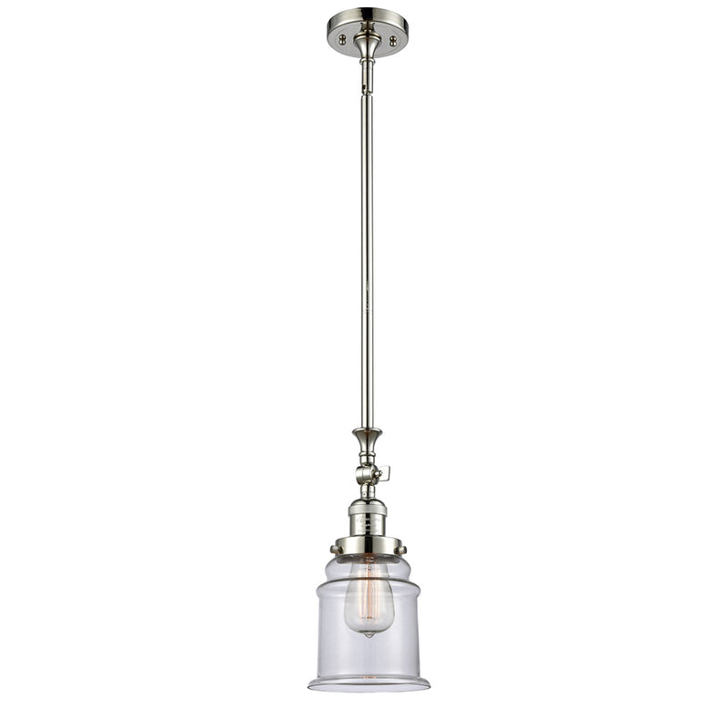 Canton Mini Pendant shown in the Polished Nickel finish with a Clear shade