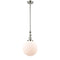 Beacon Mini Pendant shown in the Polished Nickel finish with a Matte White shade