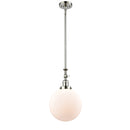 Beacon Mini Pendant shown in the Polished Nickel finish with a Matte White shade