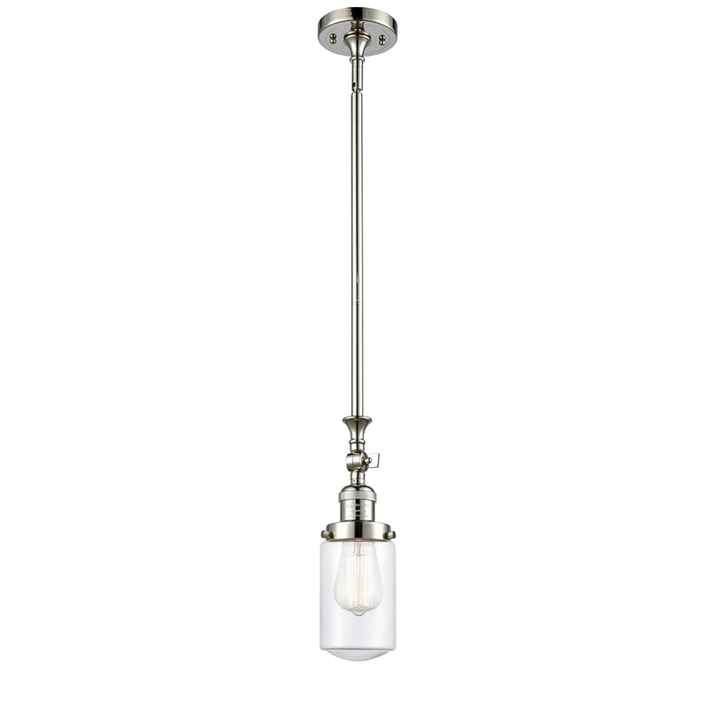 Dover Mini Pendant shown in the Polished Nickel finish with a Clear shade