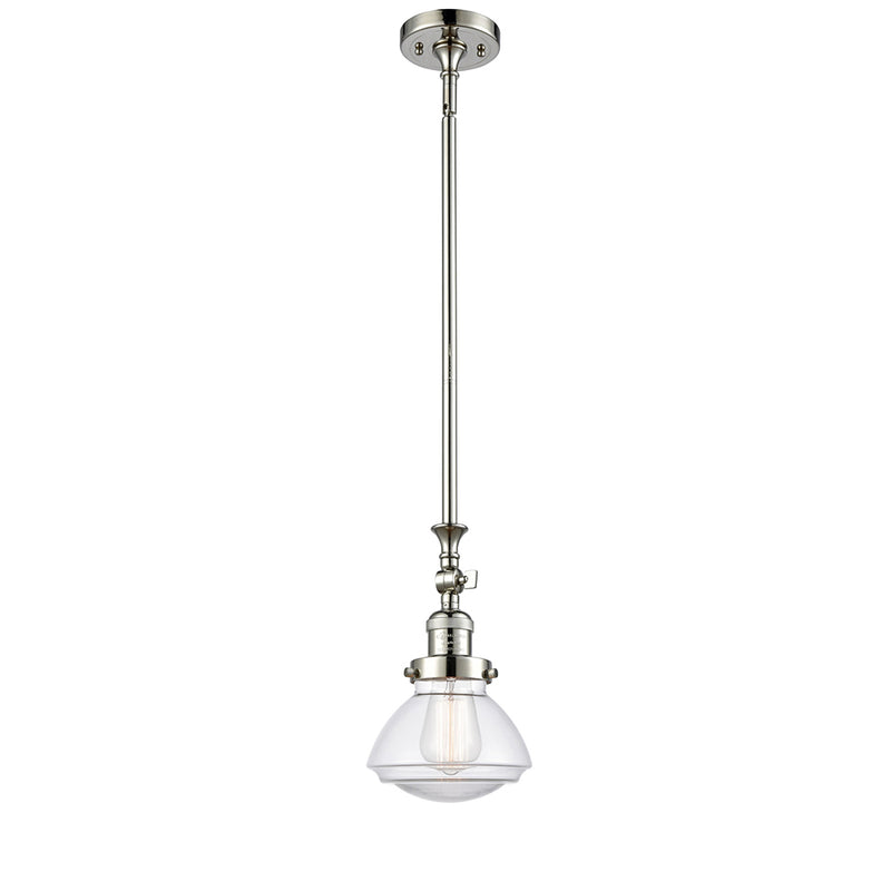 Olean Mini Pendant shown in the Polished Nickel finish with a Clear shade