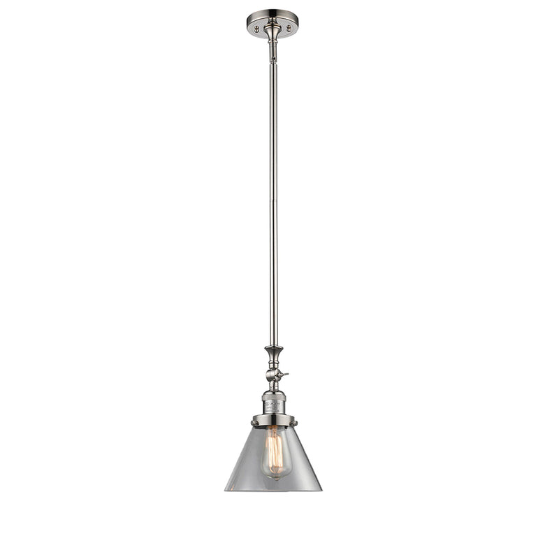 Cone Mini Pendant shown in the Polished Nickel finish with a Clear shade