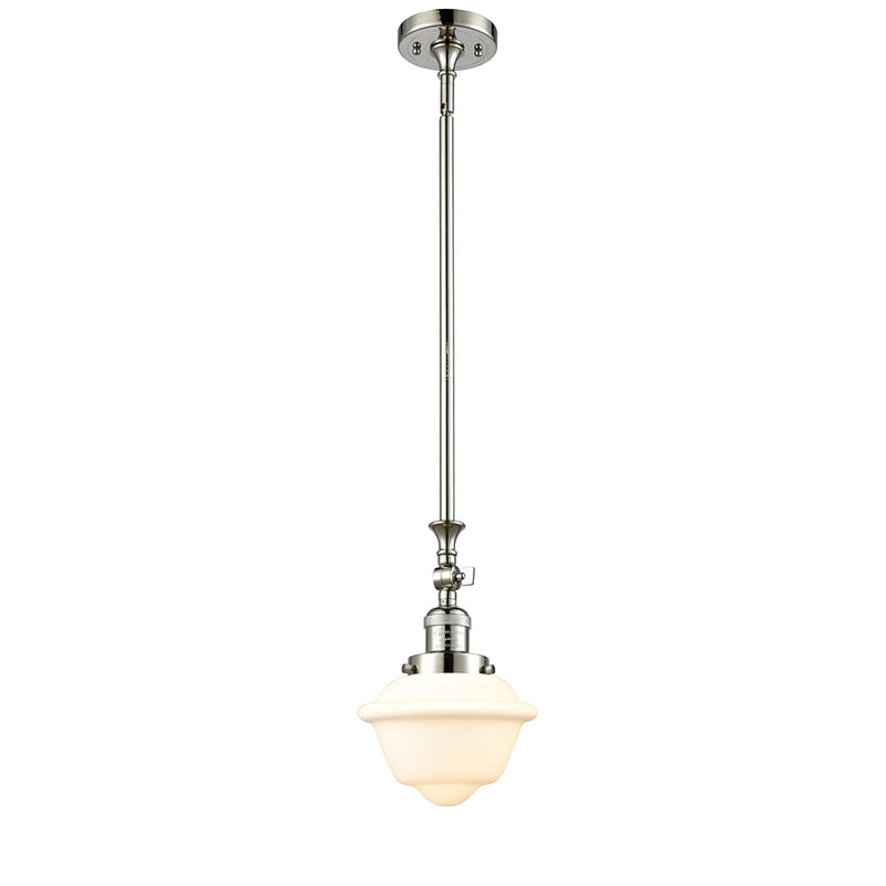 Oxford Mini Pendant shown in the Polished Nickel finish with a Matte White shade