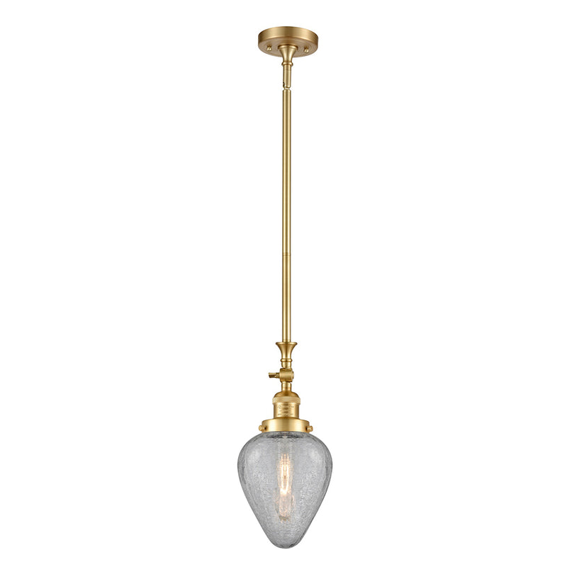 Geneseo Mini Pendant shown in the Satin Gold finish with a Clear Crackled shade