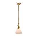 Fulton Mini Pendant shown in the Satin Gold finish with a Matte White shade