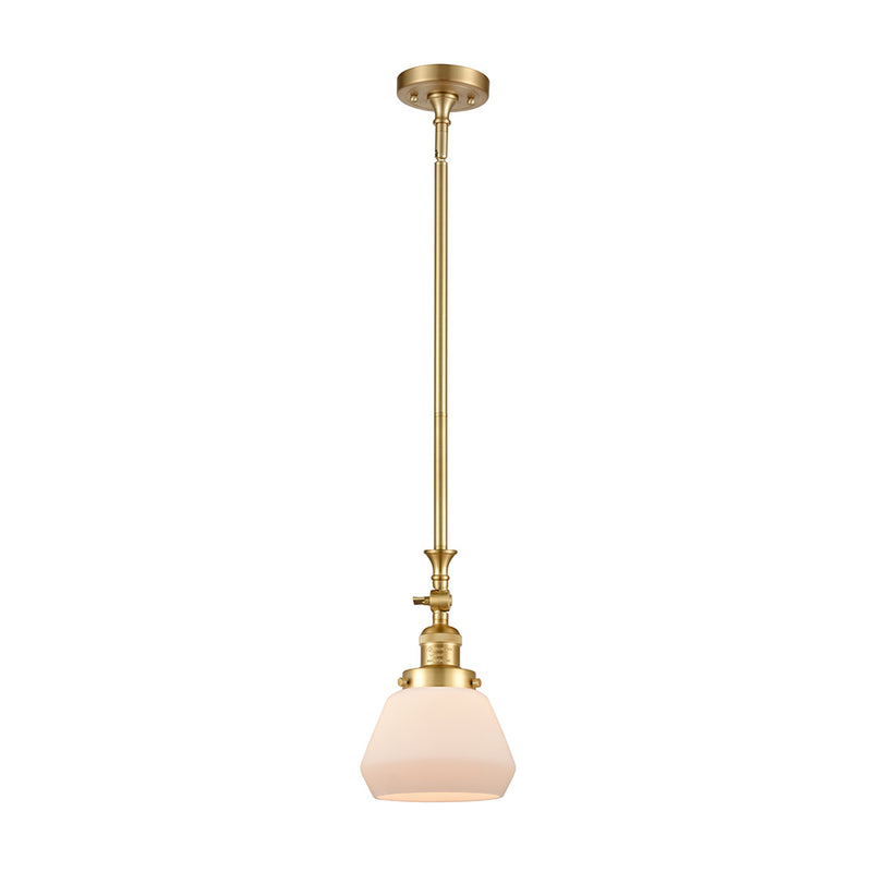 Fulton Mini Pendant shown in the Satin Gold finish with a Matte White shade