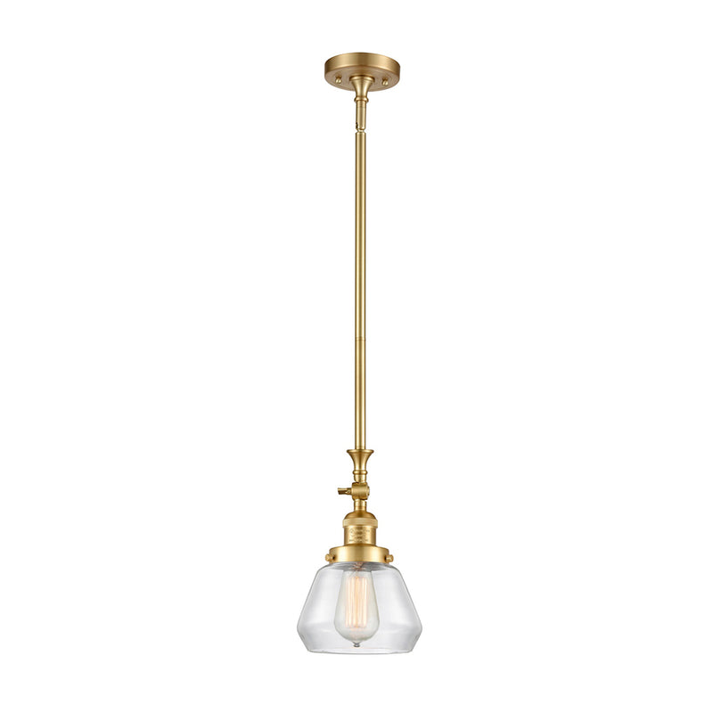 Fulton Mini Pendant shown in the Satin Gold finish with a Clear shade