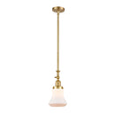 Bellmont Mini Pendant shown in the Satin Gold finish with a Matte White shade