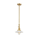 Halophane Mini Pendant shown in the Satin Gold finish with a Matte White Halophane shade