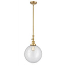 Beacon Mini Pendant shown in the Satin Gold finish with a Clear shade