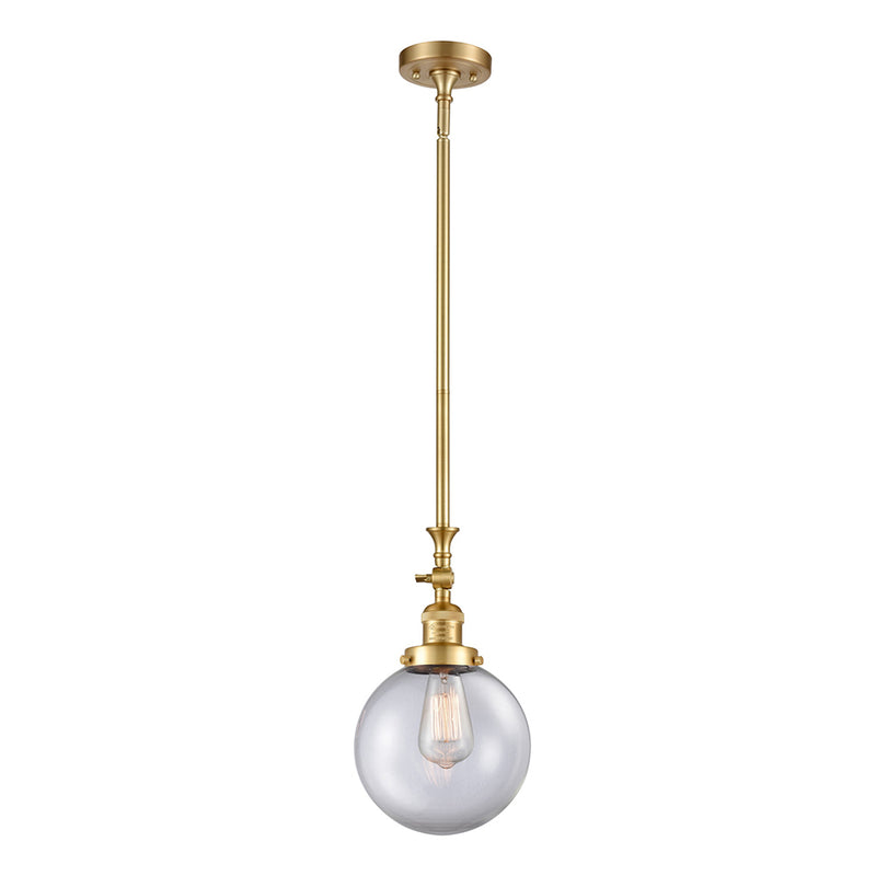 Beacon Mini Pendant shown in the Satin Gold finish with a Clear shade