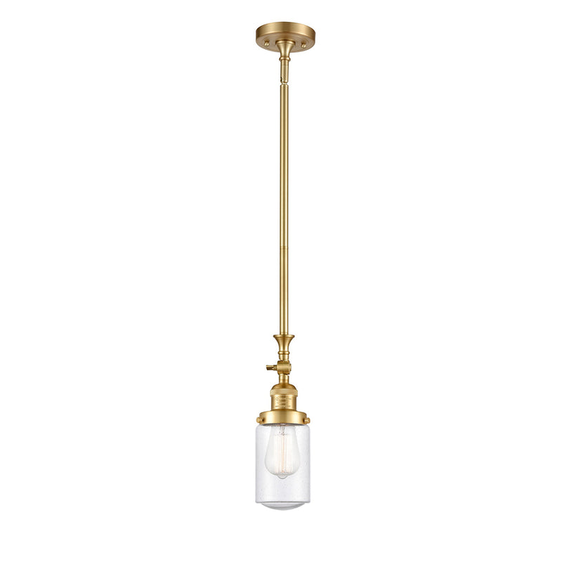 Dover Mini Pendant shown in the Satin Gold finish with a Seedy shade