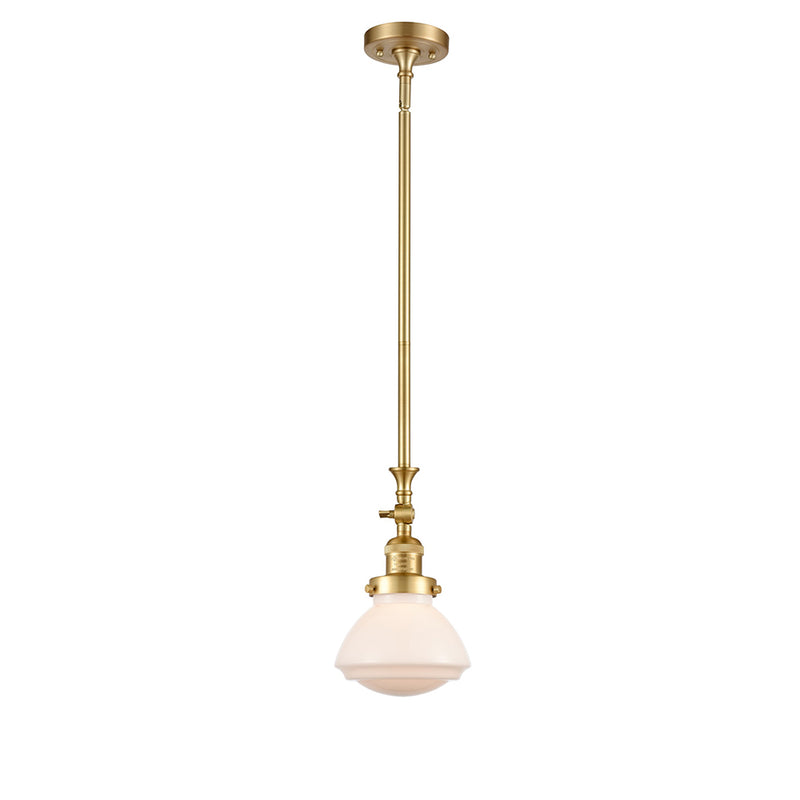 Olean Mini Pendant shown in the Satin Gold finish with a Matte White shade