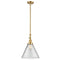 Cone Mini Pendant shown in the Satin Gold finish with a Clear shade