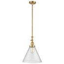 Cone Mini Pendant shown in the Satin Gold finish with a Seedy shade