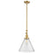 Cone Mini Pendant shown in the Satin Gold finish with a Seedy shade